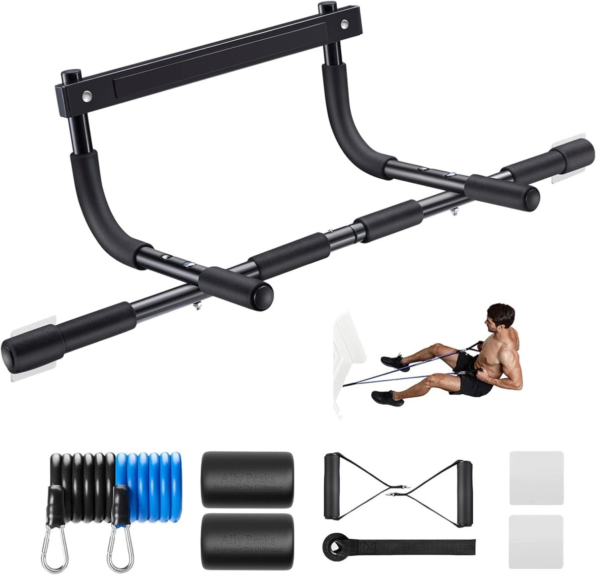 PowerGrip Klimmzugstange – Robuste Türrahmen-Klimmzugstange – Belastbarkeit: 200 kg – Verschiedene Griffmöglichkeiten für ein umfassendes Oberkörpertraining