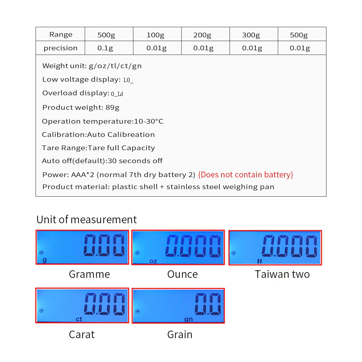 Präzisions-LCD-Digitalwaage Küchenwaage Elektronische Taschenwaage | Brehn