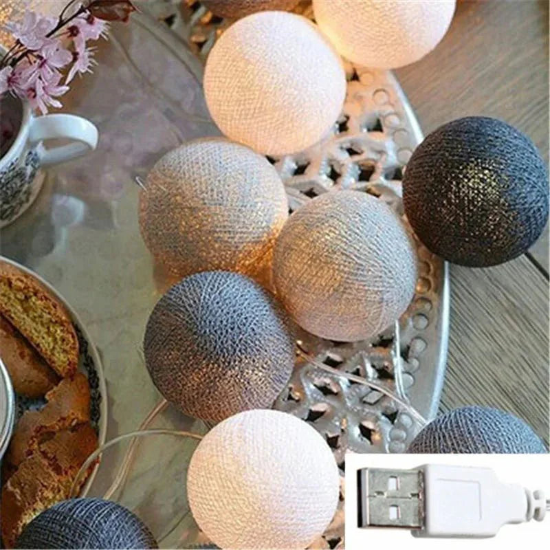 Brehn | Hübsche Pastell Baumwollball Feenlichter Girlande