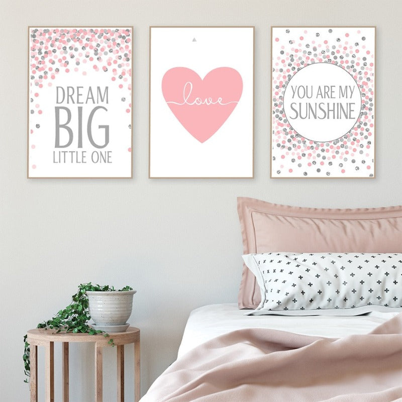 Pink Dream Big Little One - Leinwand Wandkunst Gemälde