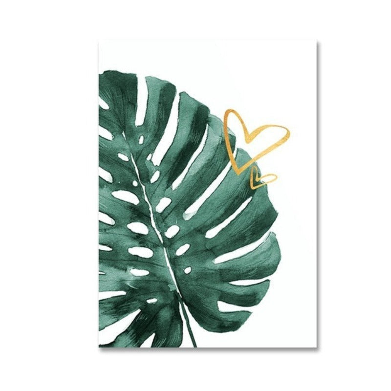 Gold Ananas Tropische Schildkröte Blatt Modern - Leinwand Wandkunst Malerei