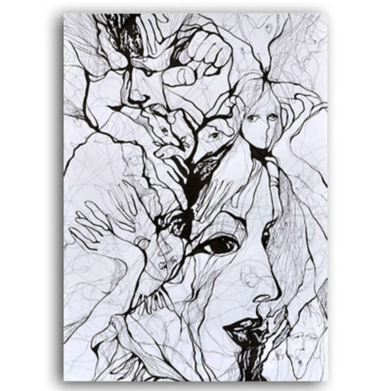Ink Figure Gesicht - Leinwand Wandkunst Gemälde