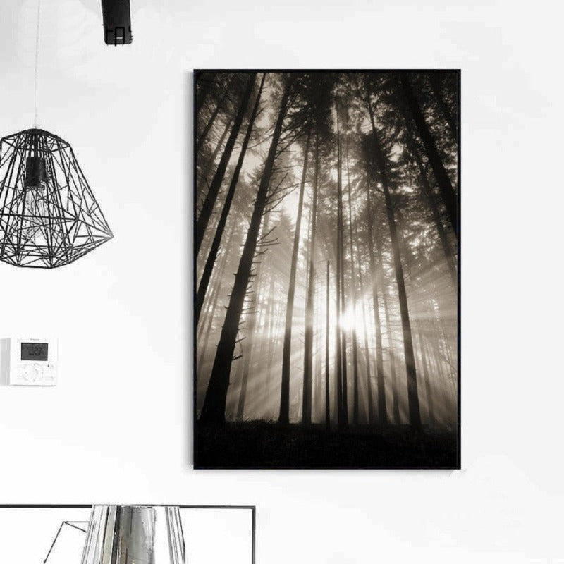 Wald Sonnenstrahlen Szene - Leinwand Wandkunst Gemälde