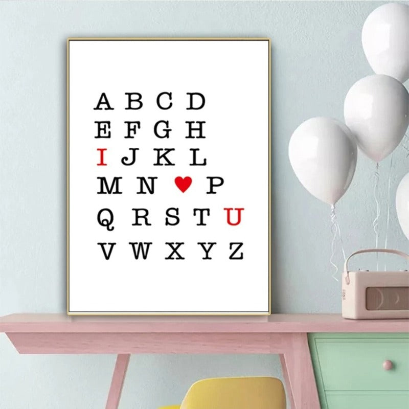 Ich liebe dich ABC Alphabet Kinderzimmer Dekor Wandkunst DIY - Leinwand Wandkunst Malerei