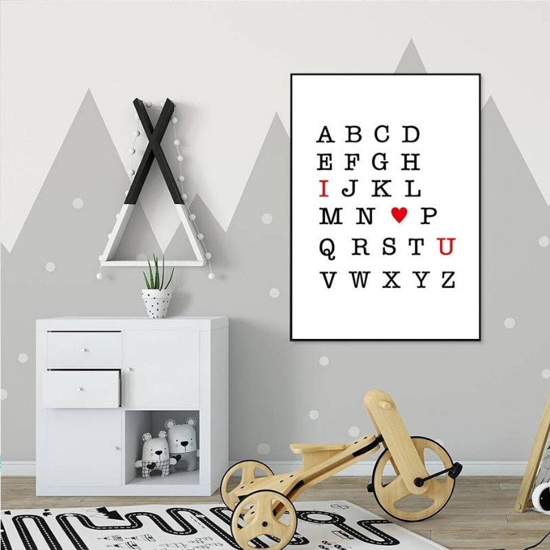 Ich liebe dich ABC Alphabet Kinderzimmer Dekor Wandkunst DIY - Leinwand Wandkunst Malerei