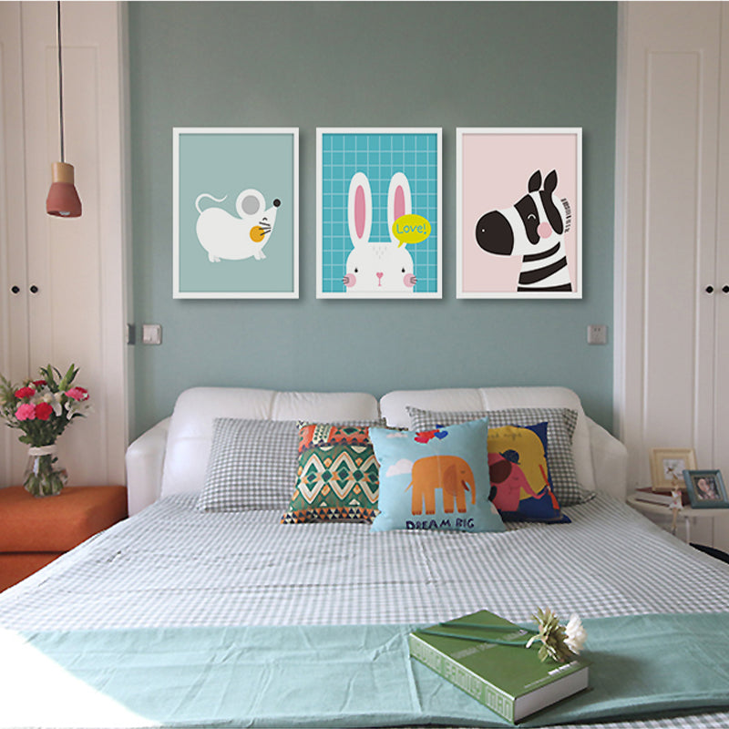 Moderne Leinwandgemälde mit Cartoon-Tieren – Wandkunst auf Leinwand