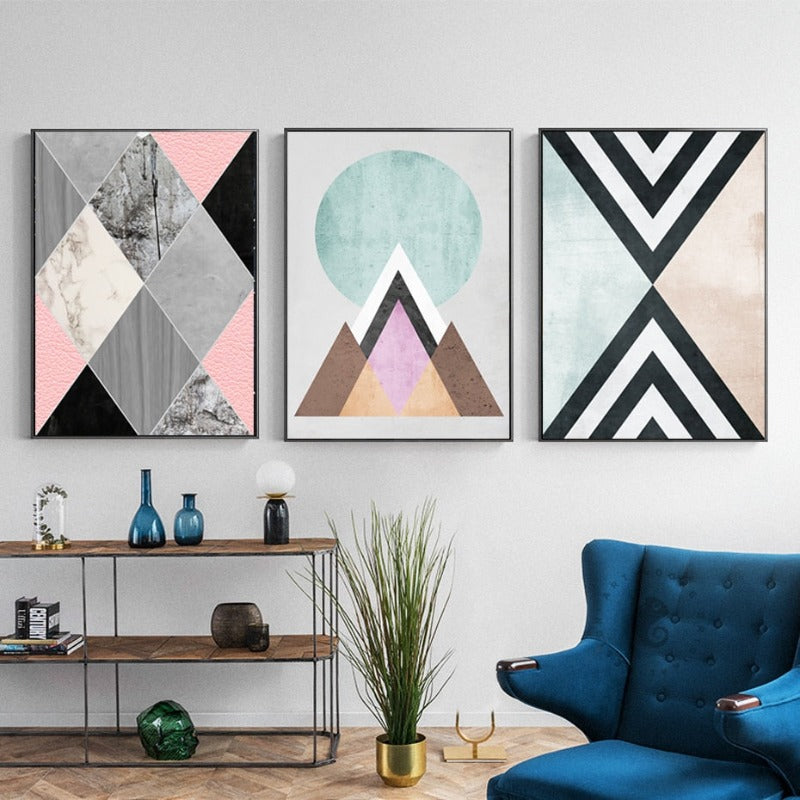 Abstrakte Geometrische Wandkunst Drucke Vintage Poster - Leinwand Wandkunst Gemälde