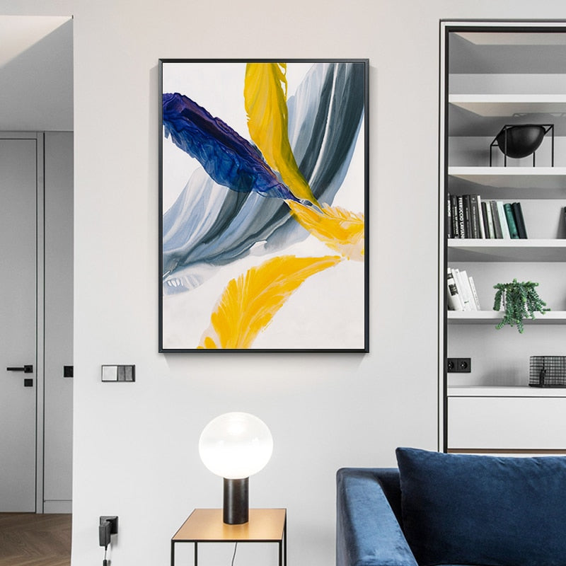 Federn der Hoffnung Bunt HD - Leinwand Wandkunst Gemälde