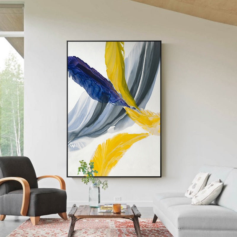 Federn der Hoffnung Bunt HD - Leinwand Wandkunst Gemälde