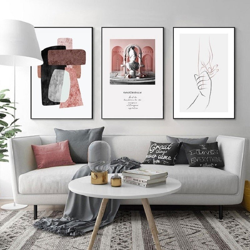 Vintage Geometrischer Abstrakter Marmor - Leinwandbild