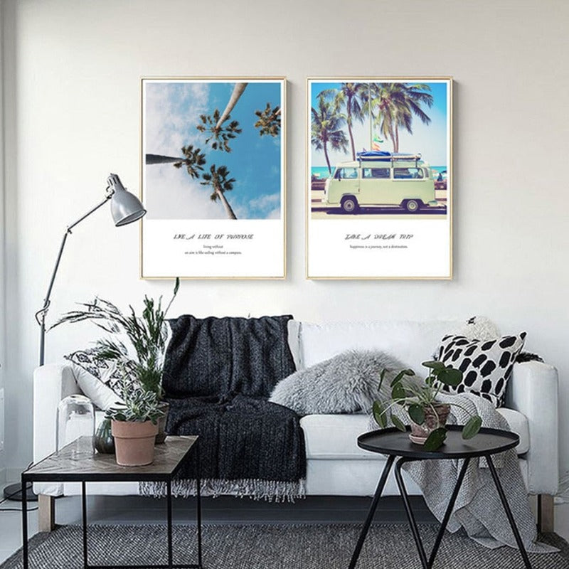 Reiseposter, Kokosnussbaum-Drucke, tropische Meereslandschaft - Leinwandbild
