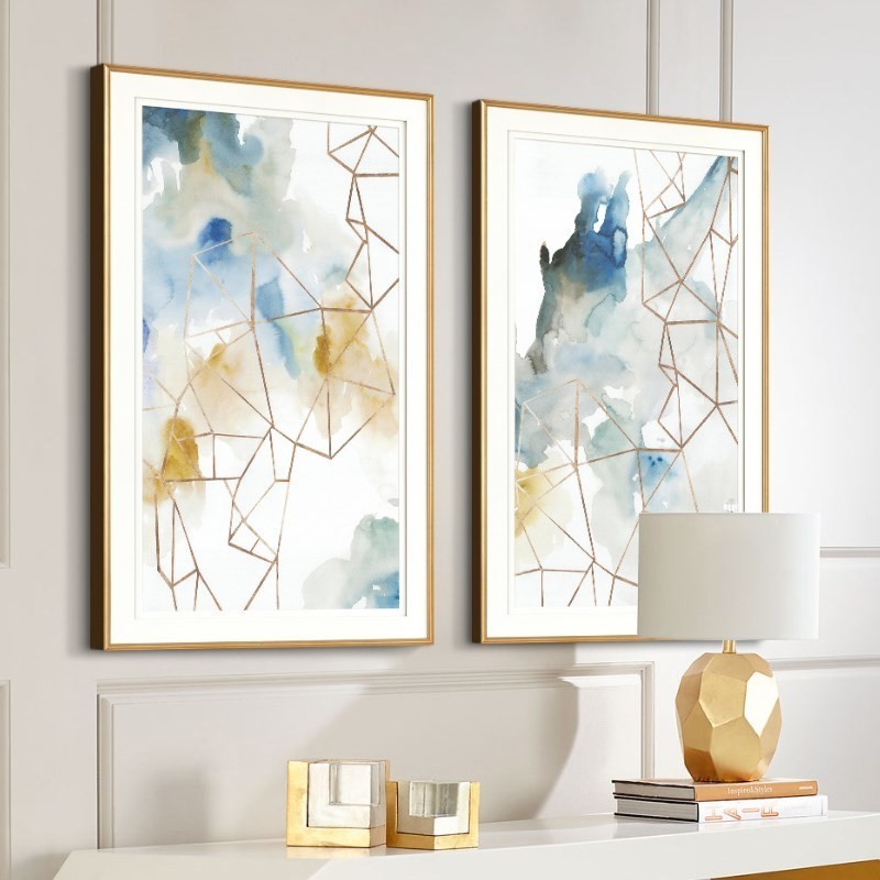 Abstraktes Aquarell Geometrisches Muster - Leinwand Wandkunst Gemälde