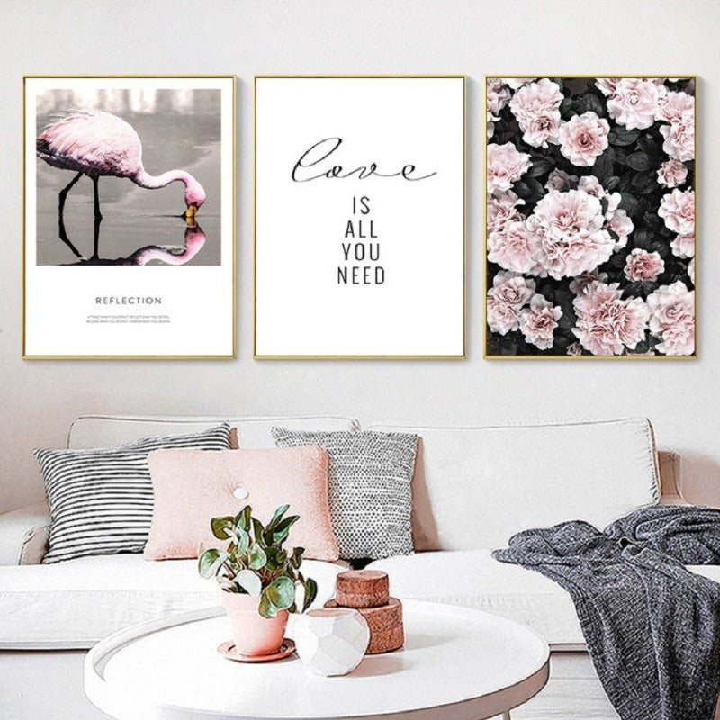 Nordisches skandinavisches Blumen-Ananas-Motiv – Leinwandbild