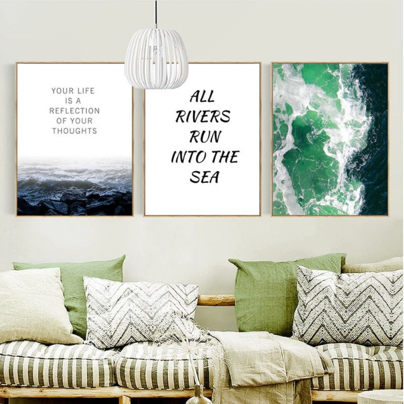 Nordische Meereslandschaft – Inspirierendes Lebenszitat – Leinwandbild