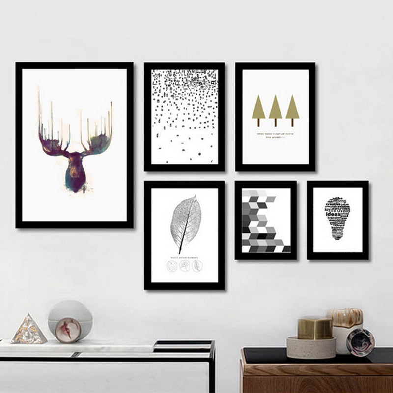 Deer Art Geometrisch - Leinwand Wandkunstmalerei