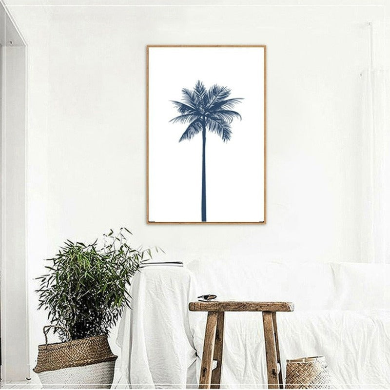 Marineblaue Palme – Leinwandbild
