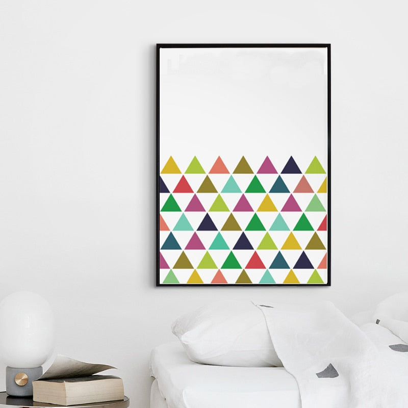 Geometrisches Dreieck Bunt Dekorativ - Leinwand Wandkunst Gemälde