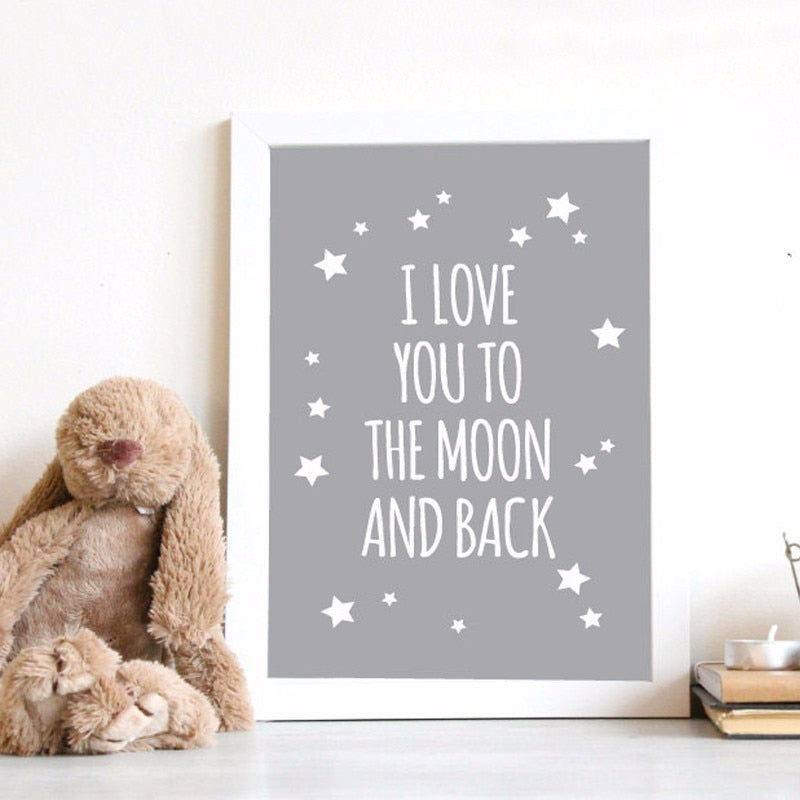 Ich liebe dich bis zum Mond und zurück - Leinwand Wandkunst Gemälde