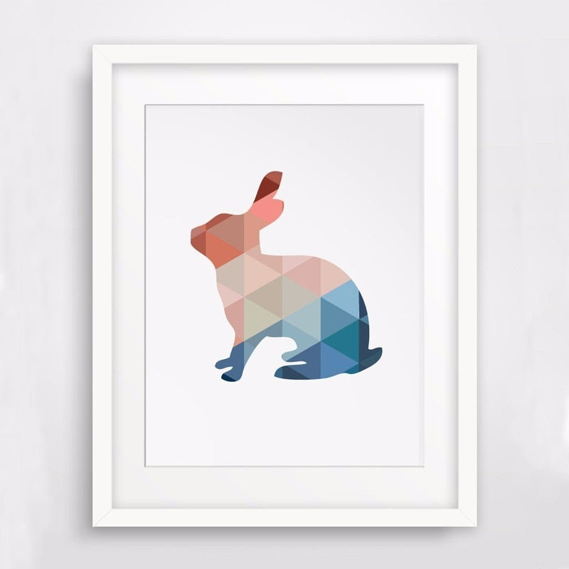 Geometrische Dreiecke Kaninchen - Leinwand Wanddekoration Malerei