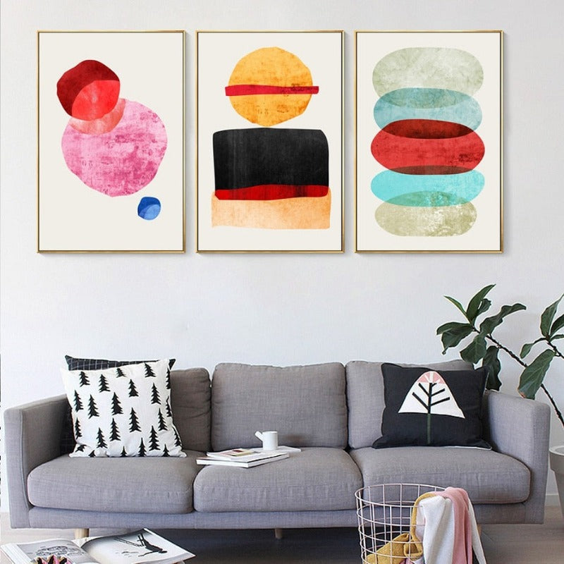 Abstraktes geometrisches Aquarell – Leinwandbild