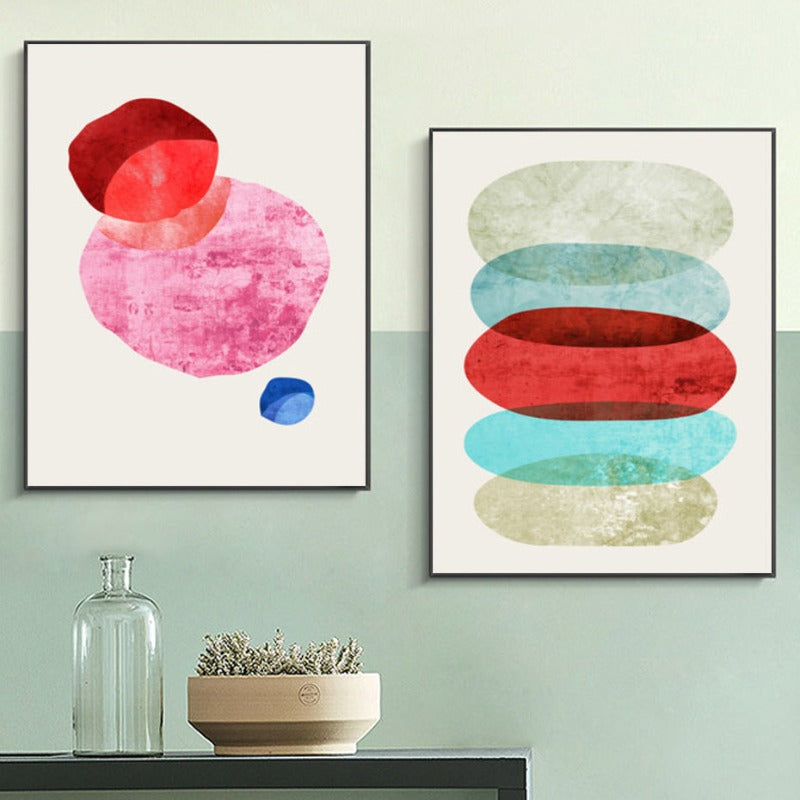 Abstraktes geometrisches Aquarell – Leinwandbild