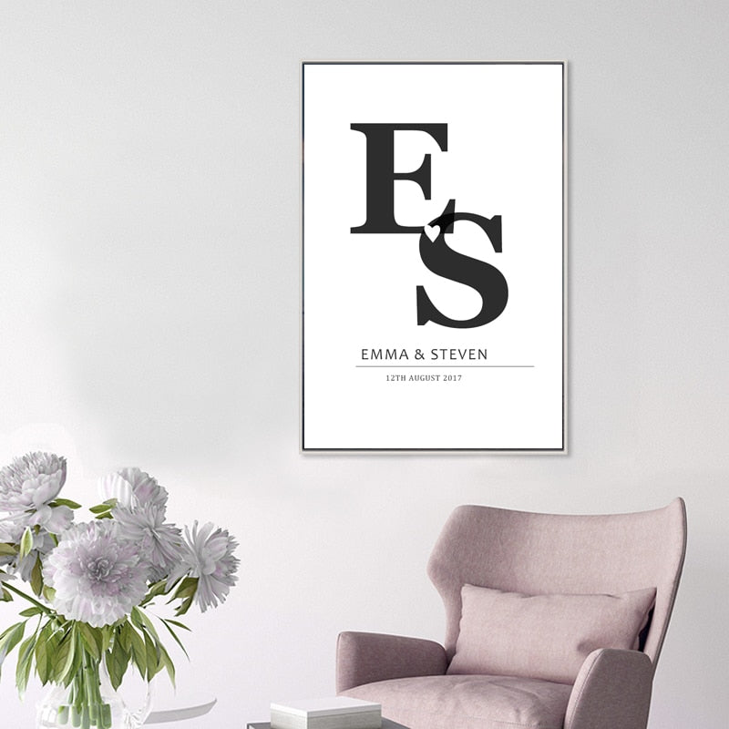 Personalisierte Initialen Druck Jubiläum - Canvas Wandkunst Gemälde