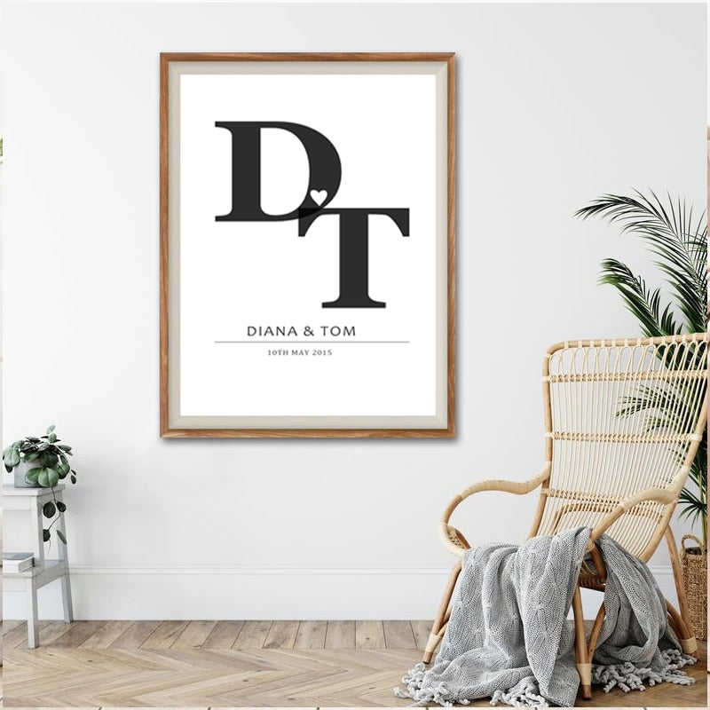Personalisierte Initialen Druck Jubiläum - Canvas Wandkunst Gemälde