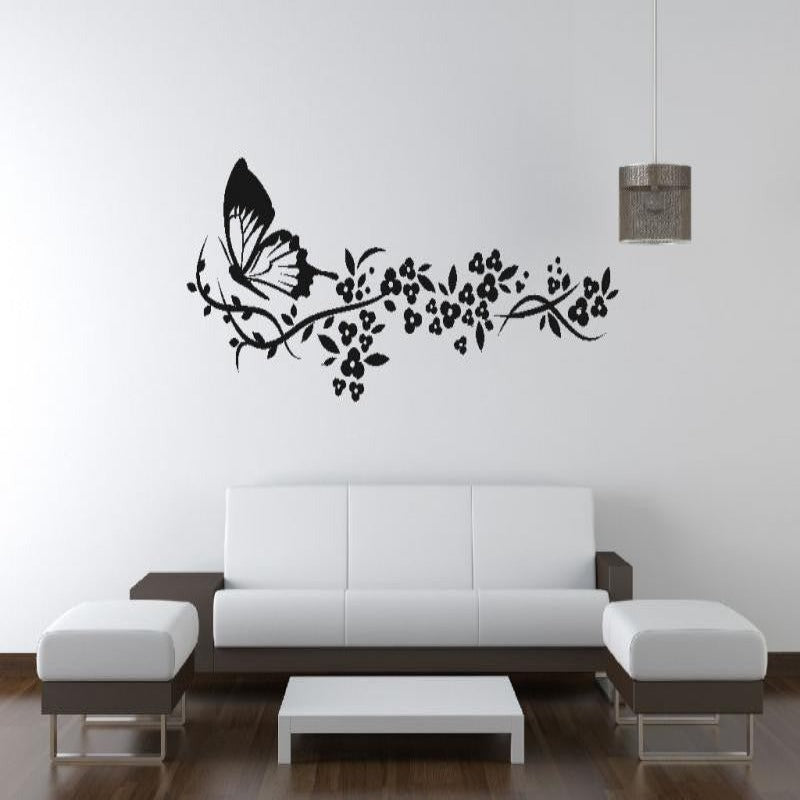 Moderne Schmetterlingsblumen – Wandaufkleber auf Leinwand