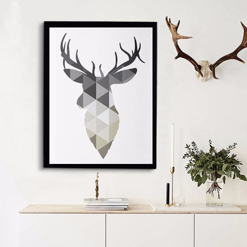 Geometrischer Reh Glaubenszitat - Leinwand Wandkunst Malerei