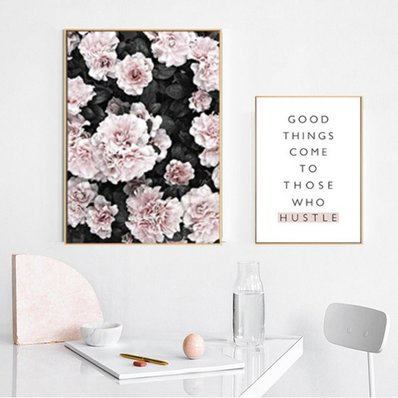 Modernes rosa Flamingo-Blumenbild auf Leinwand
