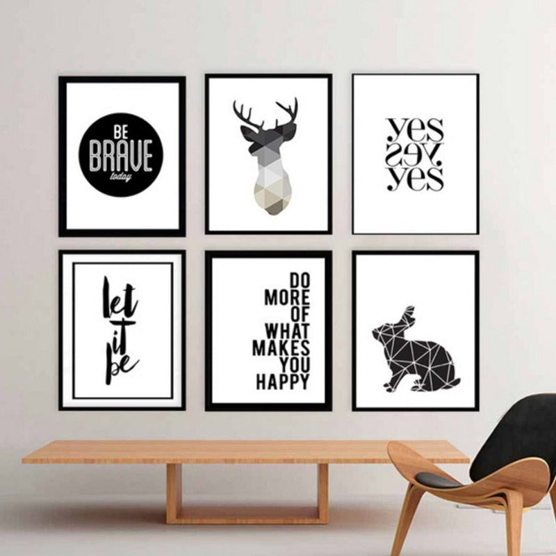 Minimalistische Geometrische Hirsch - Leinwand Wandkunst Malerei