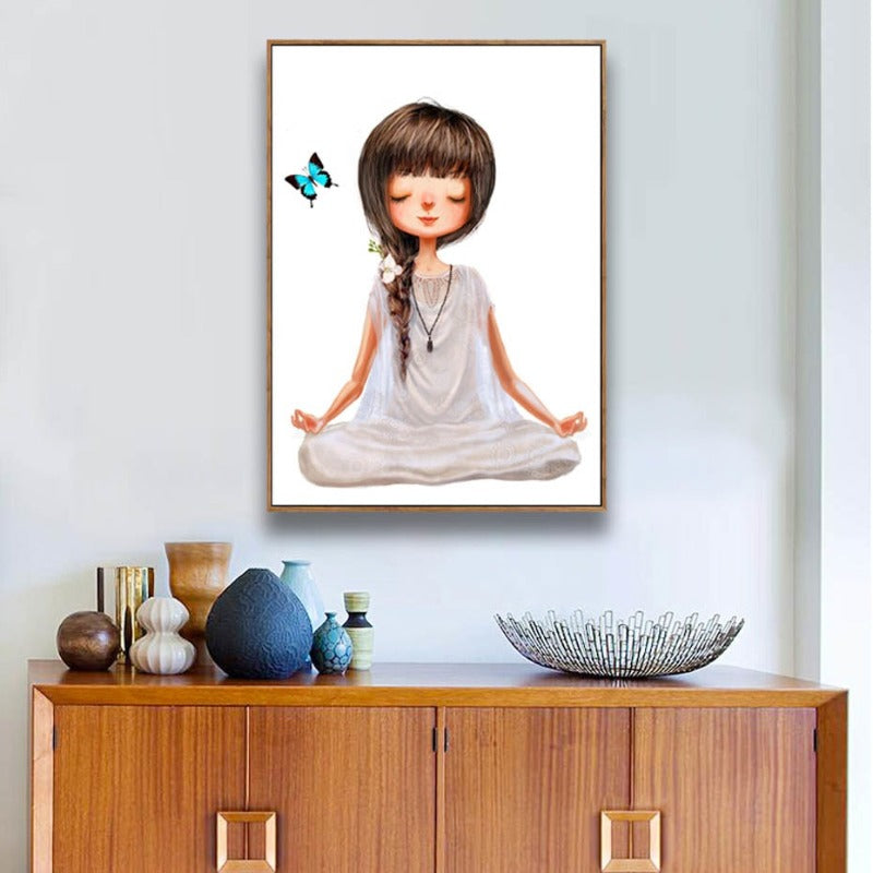 Wunderschönes Yoga-Mädchen-Poster - Leinwand Wandkunst Malerei