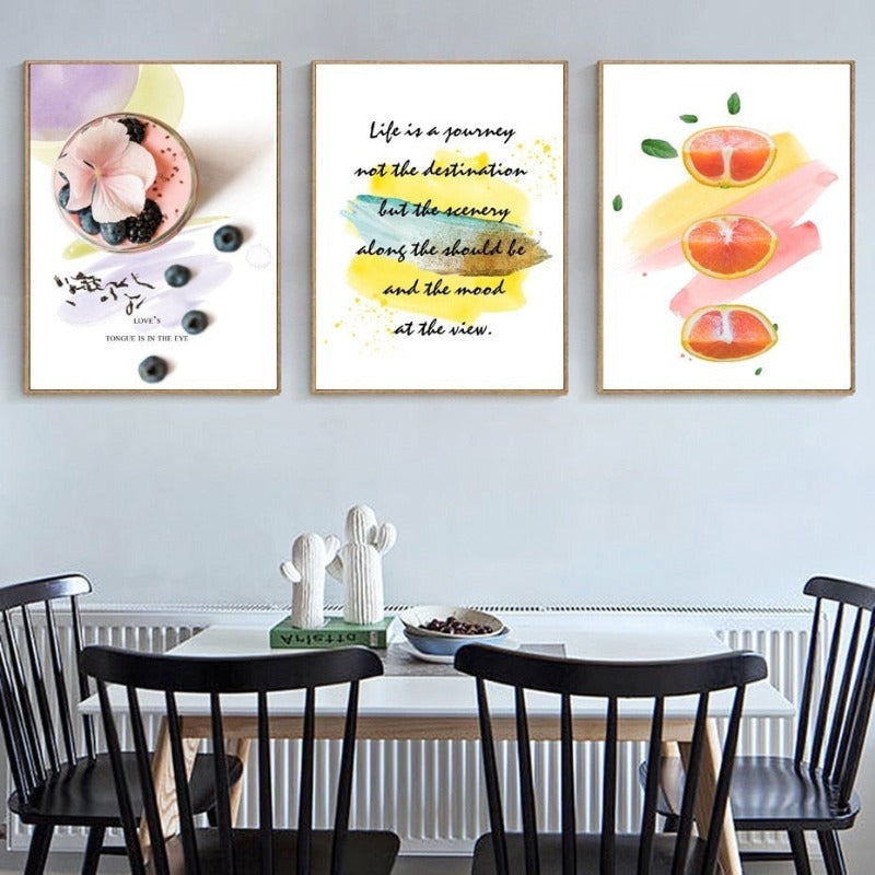 Inspirierende Lebenszitate Früchtetee - Leinwand Wandkunst Malerei