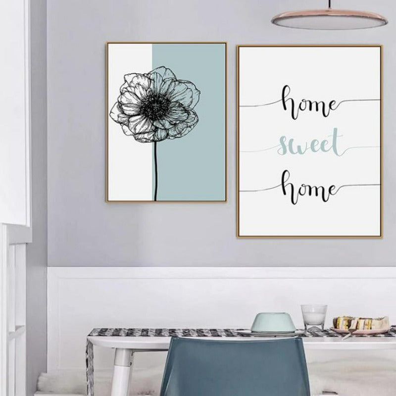 Nordisches „Home Sweet Home“-Löwenzahnposter – Leinwandbild