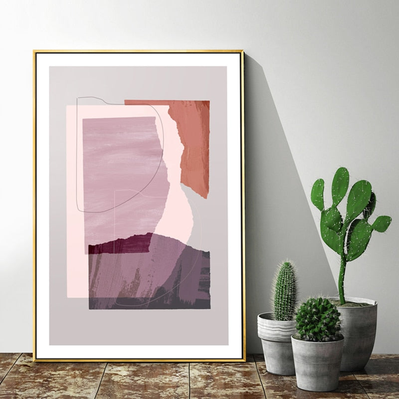 Marmor Blau Pink Drucke - Leinwand Wandkunst Malerei