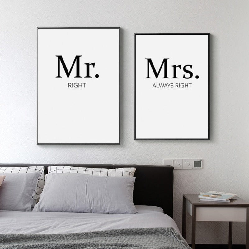 Mr. Right Mrs. Always Right Paare - Leinwand Wandkunst Malerei