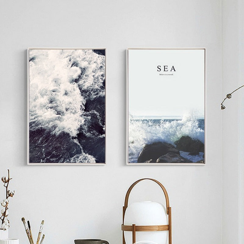 Nordische Meereslandschaft mit Gischt - Leinwandbild