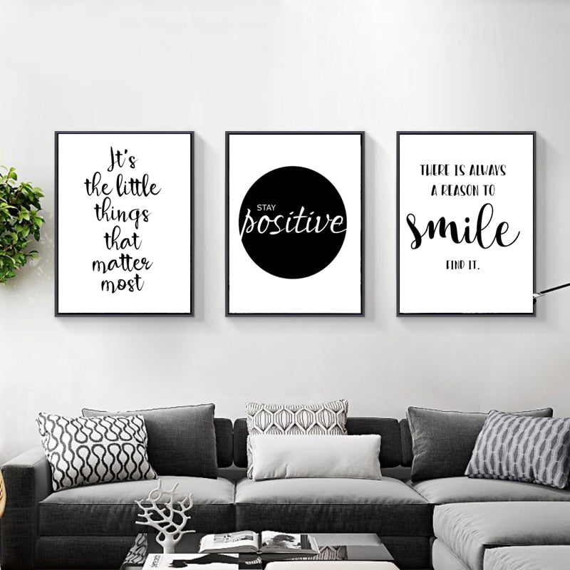 Motivational Life Quote Schwarz Weiß - Leinwand Wandkunst Gemälde