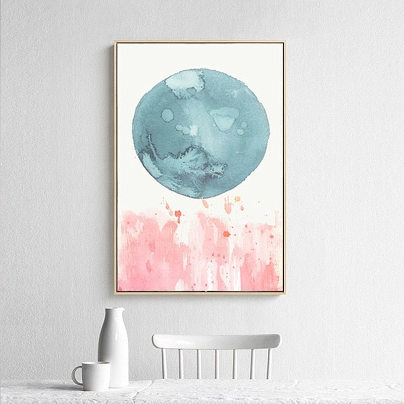 Abstrakte Aquarell Rosa Blau - Leinwand Wandkunst Gemälde
