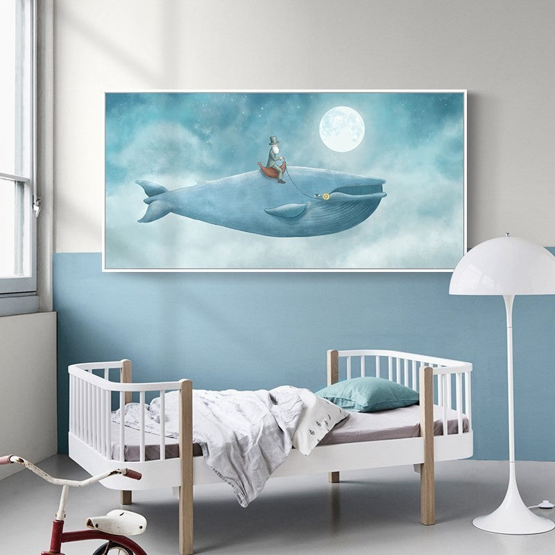 Abstrakte Wal im blauen Himmel - Leinwand Wandkunst Gemälde