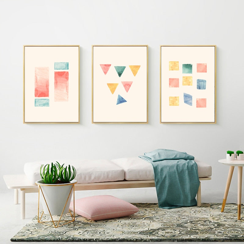 Geometrische Aquarelldrucke Poster - Leinwand Wandkunst Malerei