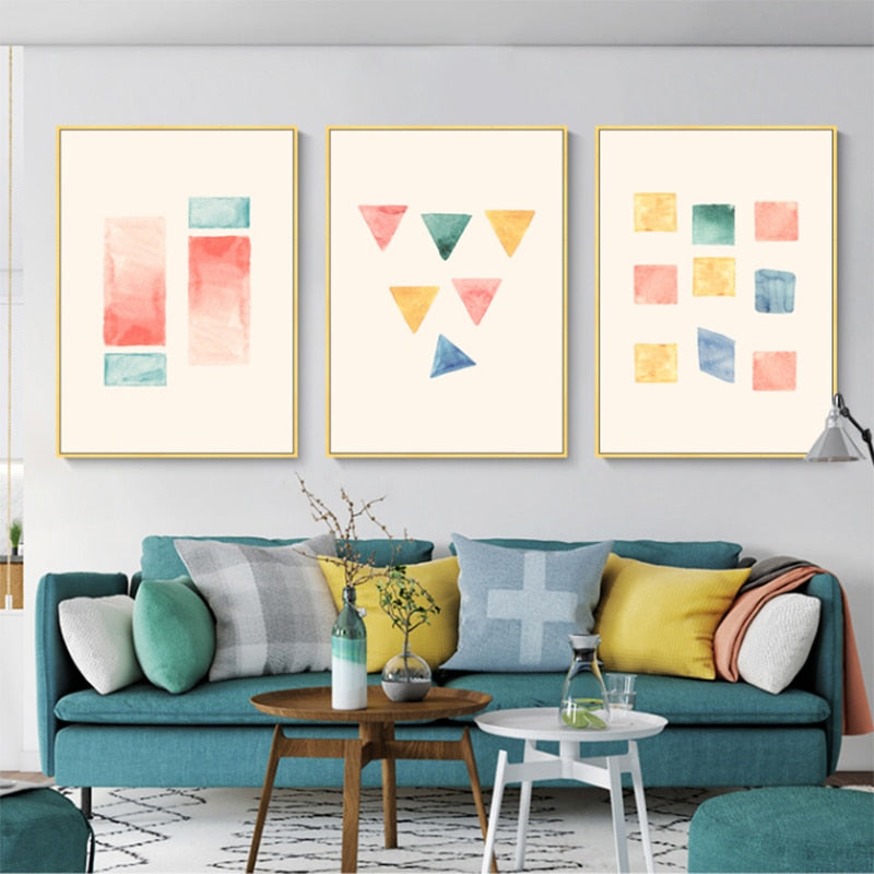 Geometrische Aquarelldrucke Poster - Leinwand Wandkunst Malerei
