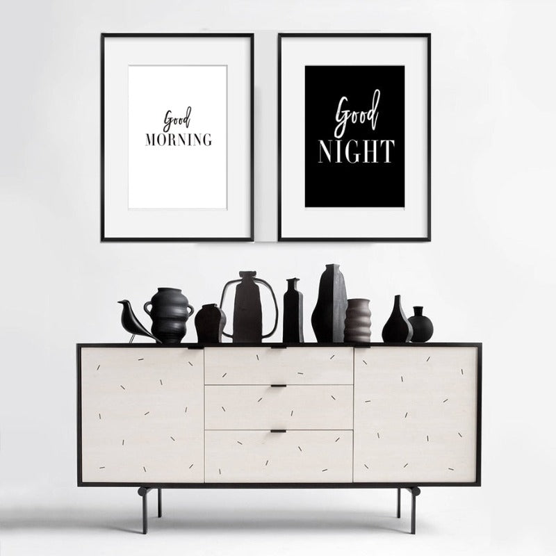 Guten Morgen Gute Nacht - Leinwand Wandkunst Gemälde