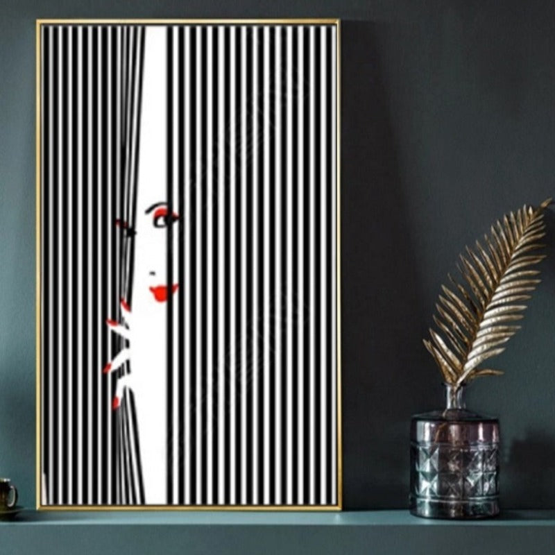 Fashion Frauen Abstrakt Kuss Poster Voyeur - Leinwand Wandkunst Malerei