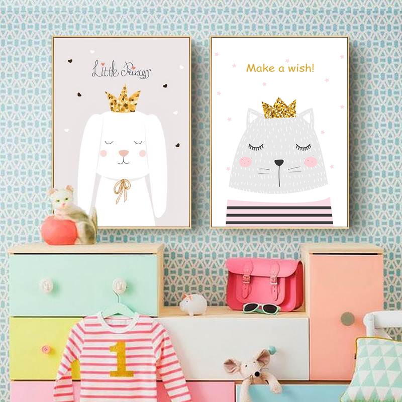 Moderne rosa Prinzessinnen-Einhorn-Poster - Leinwand-Wandkunst-Gemälde