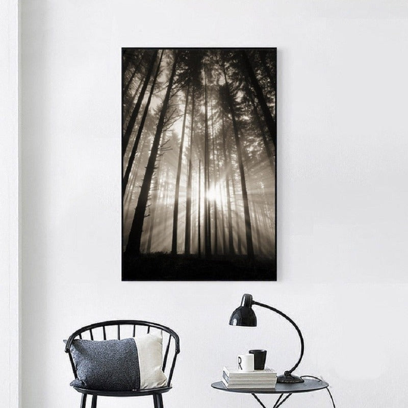 Wald Sonnenstrahlen Szene - Leinwand Wandkunst Gemälde