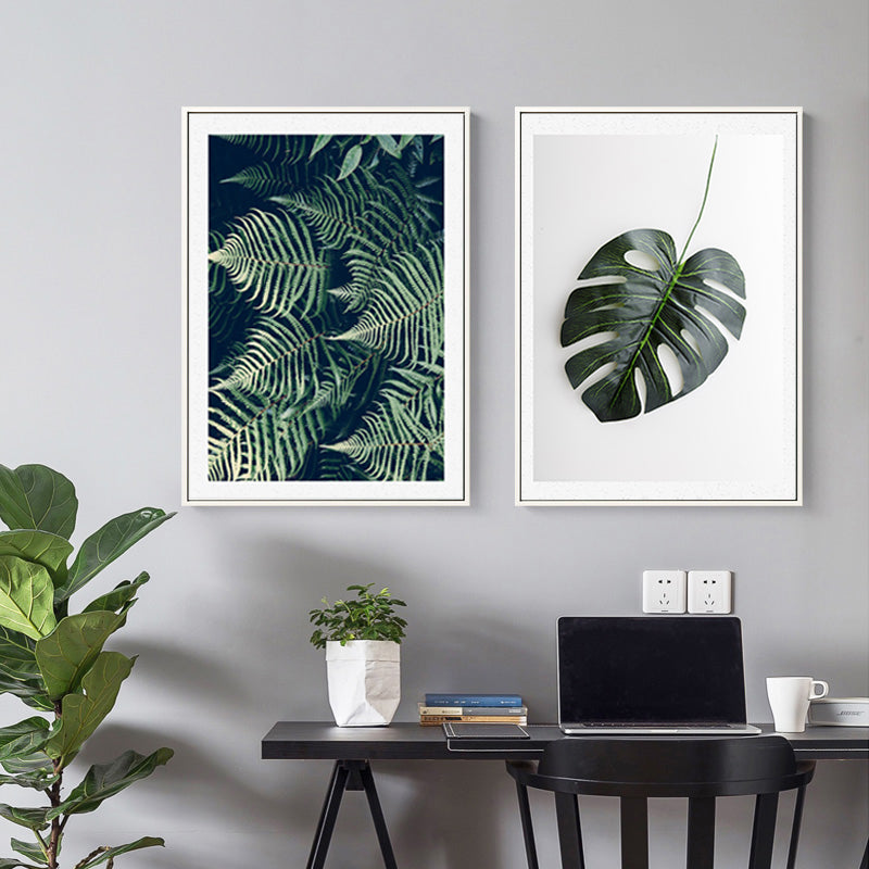 Grüne Blätter Leben - Leinwand Wandkunst gemalt