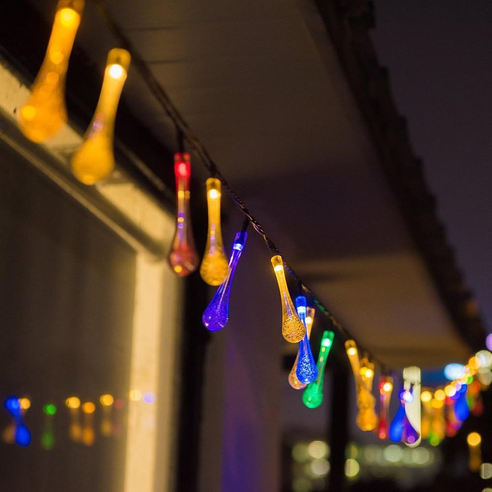 Brehn | LumiDew Solar Tropfen Lichterkette | Solarbetriebene LED-Lichterkette für Garten & Terrasse | Warmweiß, Weiß & Multicolor
