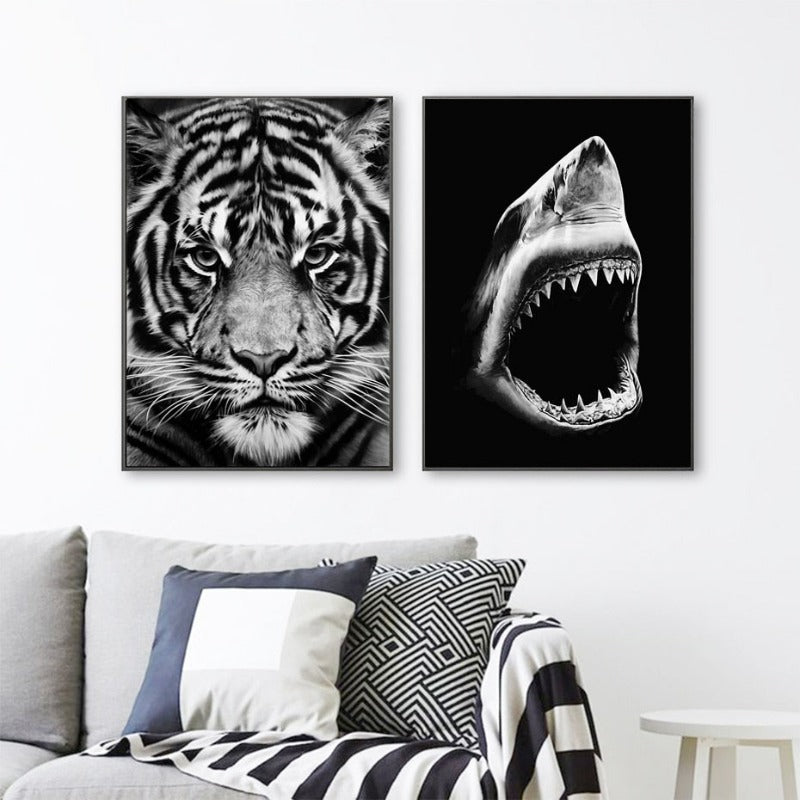 Natur, Tierwelt Afrikas, Wildtiere, Schwarz-Weiß - Leinwandbild