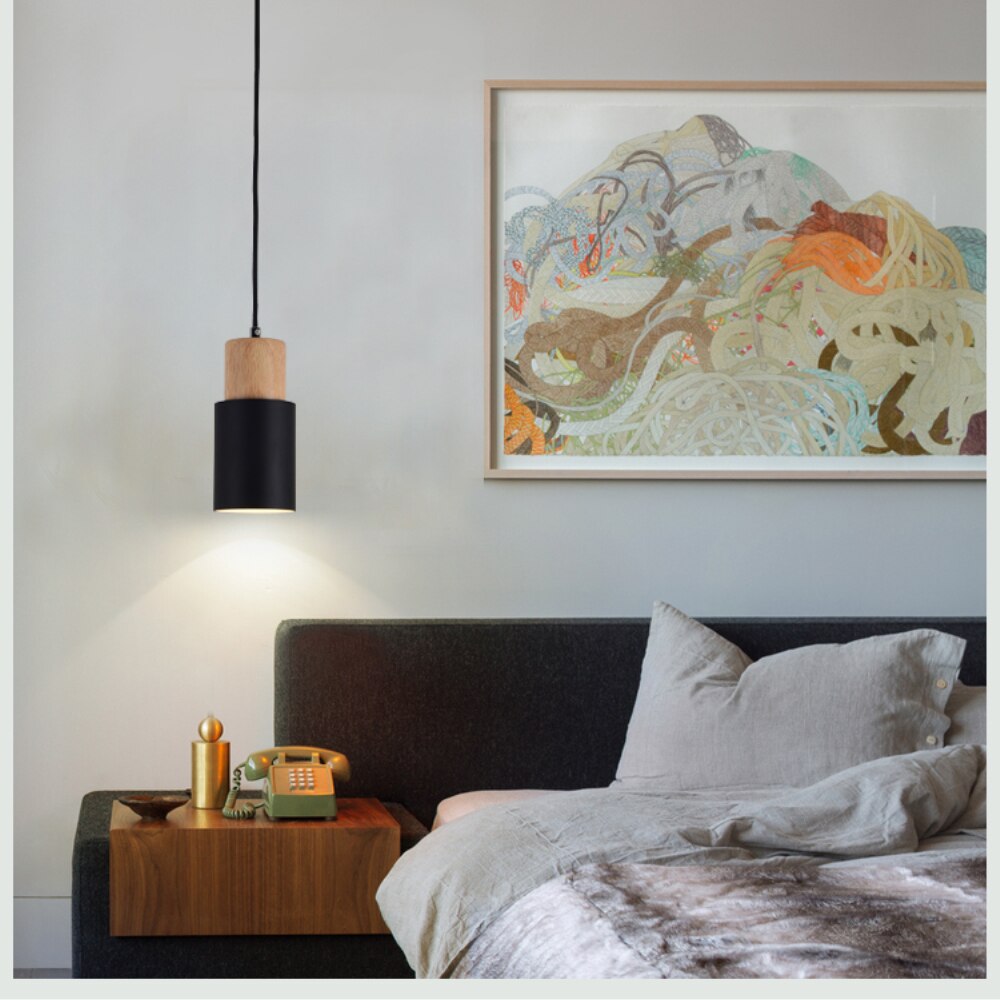 Brehn | Designer Nordisch Holz Sockel Hängelampe